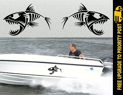$19.90 • Buy Boat Decals Stickers BIG FISH Pair 300mm Ea QUINTREX STACER Tinny