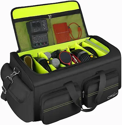 DJ Bag With 8 Removable Dividers Large Capacity DJ Cable Bag With 6 Pockets For • £64.22