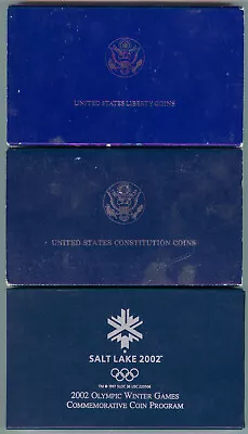 Lot Of 3 Different U.s. Silver Commem. Dollars - Sleeve Box Case & Coa - Proof • $48