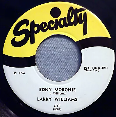 HEAR IT 50's R&B Rocker 45 Rpm Record Larry Williams  Bony Moronie  From 1957 • $4