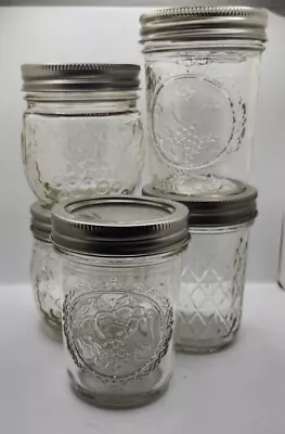 Vintage  Ball Mason Glass Jam Jelly Canning Jars Lids & Rings Set Of 5 (A5) • $29.99