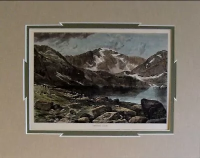 Thomas Moran Steel Engraving 1873 Chicago Lake Hand Colored Colorado Rockies • $90