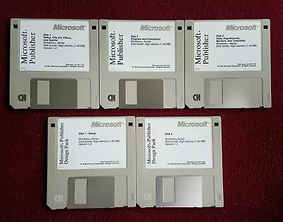 Microsoft Publisher Version 1.0 Plus Design Pack 1991 5 Disks • $4