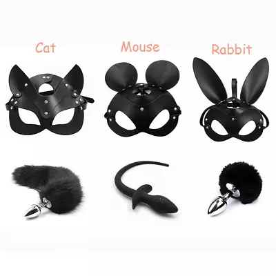 2PCS Cosplay Cat/Mouse/Rabbit Mask Tail Plugs Costume Accessories Constraint • $33.37