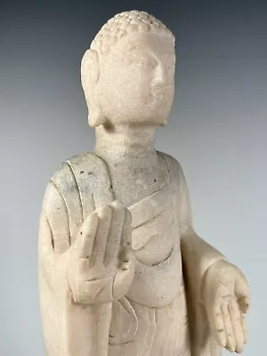 Rare Japanese Oriental White Marble Stone Carved Standing Buddha Figure C20th C • $596.25