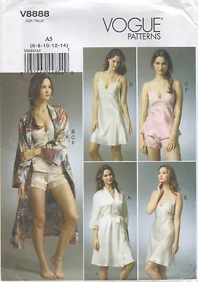 Vogue Sewing Pattern 8888 EASY Robe Camisole Slip French Knickers Size 6-14 NEW • £19.95