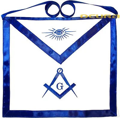 Blue Lodge Masonic Cotton Apron With Square & Compass DMA-1000 • $19.99