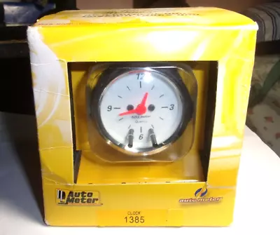 Autometer 1385 Arctic White 2-1/16  Quartz CLOCK Gauge Latest 2 Button Design • $97.99