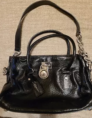 Eeuc Michael Kors Hamilton Black Patent Leather Crinkle Approx 13x9 Nice! • $39.95