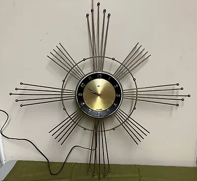 Retro Vintage LUX Starburst/Sunburst Electric Wall Clock Mid-Century Modern • $199