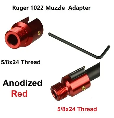 Ruger 1022 10-22 Muzzle Brake Adapter 5/8x24 Thread Tri Lock Screw Anodized Red • $11.99