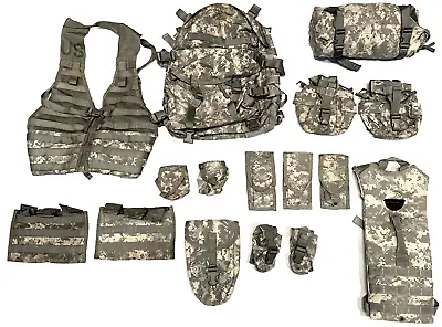 16 PC Rifleman Kit MOLLE System ACU Complete Set W/ HYDRATION PACK USGI ARMY VGC • $69.90