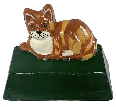 Vintage Cast Iron Cat Door Stop Hand Painted 3” Tall • $24.97