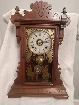 Antique E.N. Welch Kitchen Mantel Parlor Clock 8-Day Time/Strike Key-wind • $150.99