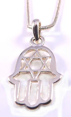 Star Of David Magen Hamsa Hand Of Fatima Evil Eye Necklace Pendant Kabbalah Gold • £4.95