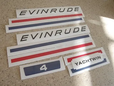 Evinrude Yachtwin Outboard Vintage Decal Kit 4 HP FREE SHIP + FREE Fish Decal! • $15