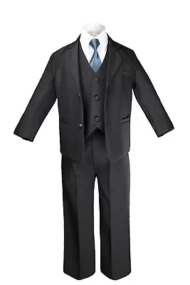 $47.99 • Buy Hermosala New Baby Toddler Boys 5pcs BLACK Formal Tie Suit A Free Color Neck Tie