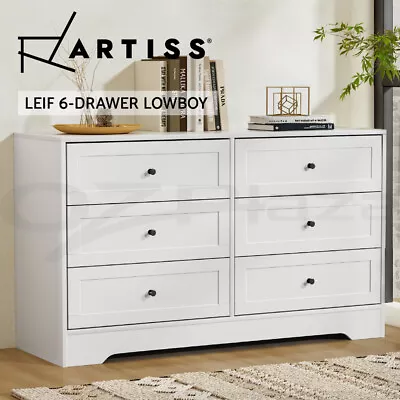 Artiss 6 Chest Of Drawers Dresser Tallboy Storage Cabinet Bedroom White LEIF • $115.95