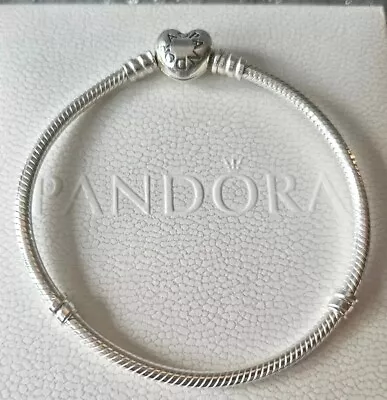 Genuine Silver Pandora Moments Snake Heart Clasp Charm Bracelet 17cm S925 ALE • £1.20