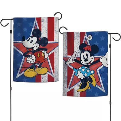 New Disney Mickey Mouse & Minnie Americana 2 Sided  Indoor Outdoor Garden Flag • $13.88