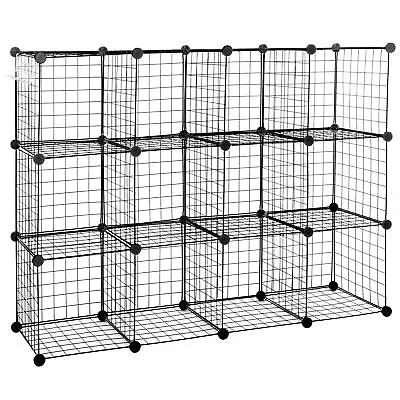 Durable 12-Cube Storage Shelf Wire Cube Storage Organizer DIY Closet Cabinet • $38.58