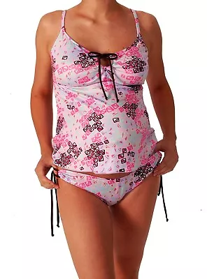 Maternity Swimsuit Size XS NWT Tankini Prego 2-piece Print & Adjustable Bottoms  • $39