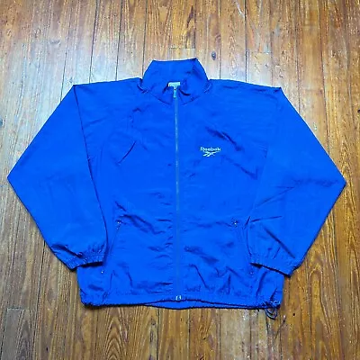 Vintage Reebok Windbreaker Jacket Mens Medium Lightweight Zip Up Blue 90s • $24.99