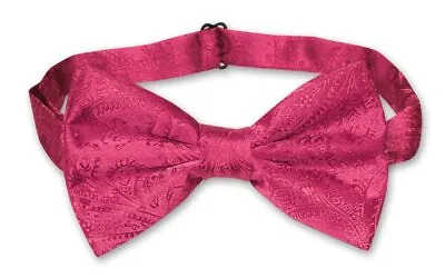 Vesuvio Napoli BOWTIE Hot Pink Fuchsia Paisley Mens Bow Tie For Tuxedo Or Suit • $12.95