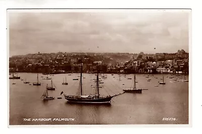 Cornwall - Falmouth The Harbour With Ships Real Photo By Valentines (ref. 094) • £2.99