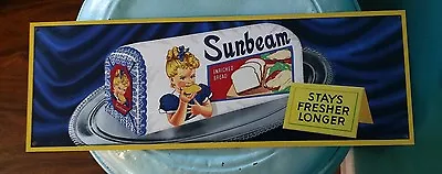 Sunbeam Bread Girl Advertising Metal Sign Vintage Image Display 4.5 X 12 50051 • $23.95