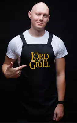 Lord Of The Grill Apron Twill Fabric - GLITTER GOLD Design -size  25 W X 34.5  • £21.22