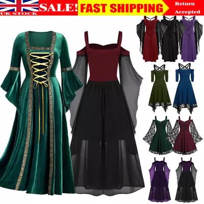 Halloween Women Renaissance Medieval Gothic Witch Costume Fancy Dress Cosplays! • £18.04