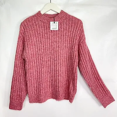$16.95 • Buy New Zara Girls Kids Crewneck Ribbed Sweater Heather Red Size 13-14 NWT