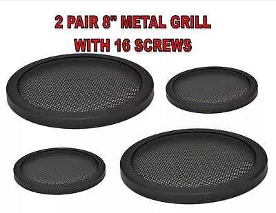 2 Pair 8  Inch Car Speaker Woofer Steel Mesh Grill W/ Speed Clips & Screws Gt-8 • $30.95