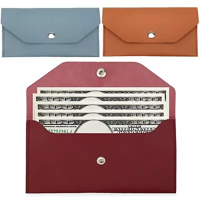 3 Pieces Money Cash Envelopes Bag PU Leather Cash Money Pouch Cash Wallet Env... • $16.58