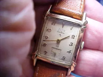 Nice Vintage Mans Elgin Deluxe Wath 17j Model 672 Gf Case • $59.95