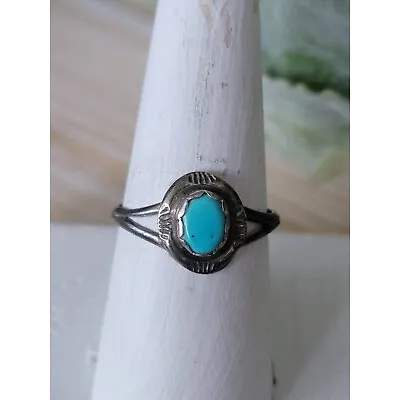 Vintage Sterling Silver Ring Native American CB Clarence Bailon Turquoise Size 7 • $35