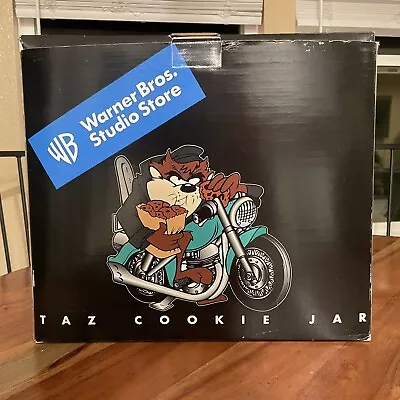 Vintage Warner Bros Taz Tazmanian Devil On Motorcycle Cookie Jar In Box • $79.99