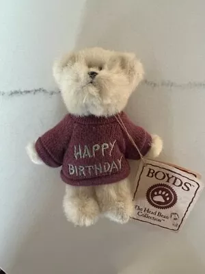 Boyds 4  Mini Message Bear Happy Birthday Reddish Sweater Thinkin Of Ya Series • $29.95