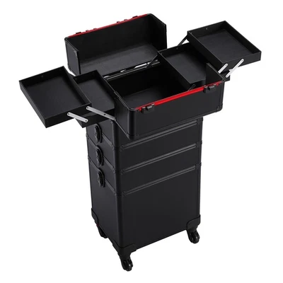$95.18 • Buy Rolling Cosmetic Case Professional Makeup Train Case 4 In 1 Trolley Makeup Case