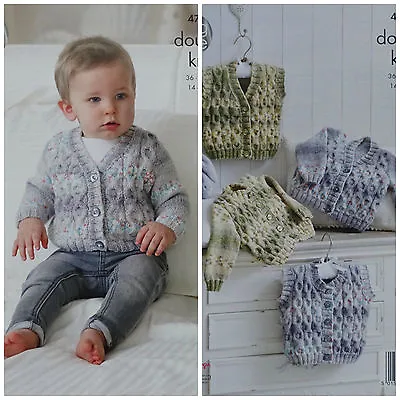 KNITTING PATTERN Baby Long Sleeve Cable Cardigans & Waistcoats King Cole DK 4798 • £4.49