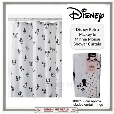 £10.99 • Buy Disney Mickey And Minnie Mouse White Shower Curtain