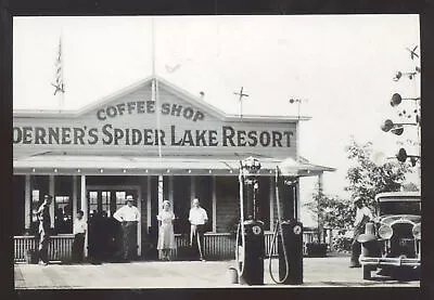 Real Photo Manitowish Wisconsin Spider Lake Resort Gas Station Postcard Copy • $11.99