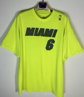 RARE Miami Heat Lebron James Neon T Shirt Adidas NBA  BASKETBALL Size Mens XXL • $57