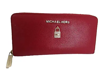 Michael Kors Giftables Large Red Continental Organizer Padlock Designer Wallet • $45