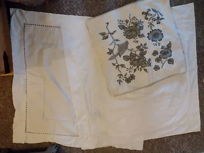 Assorted Large Cushion Covers X3 2xCream 1 Grey And Cream Embroidered Bird Flora • £2