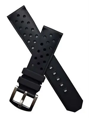 22 Mm BLACK SPORTS STYLE PIN BUCKLE RUBBER WATCH STRAP To Fit TAG Heuer F1 Model • £39.95