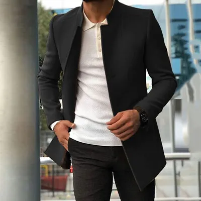 Men Business Casual Work Blazer Jacket Slim Fit Button Suit Coat Outwear • $58.20