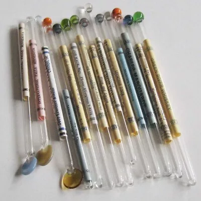 14 Vintage Glass Swizzle Sticks Advertising Cocktail Drink Stirrers • $17.50