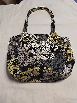 Vera Bradley Large Shoulder Bag/Purse Baroque Pattern Black/Yellow/Grey/White  • $12